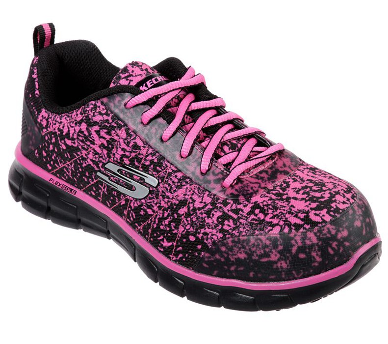 Skechers Dam Svarta/Rosa Snörskor - Work: Sure Track - Flinser Alloy Toe - Sverige (PDMJR-1042)